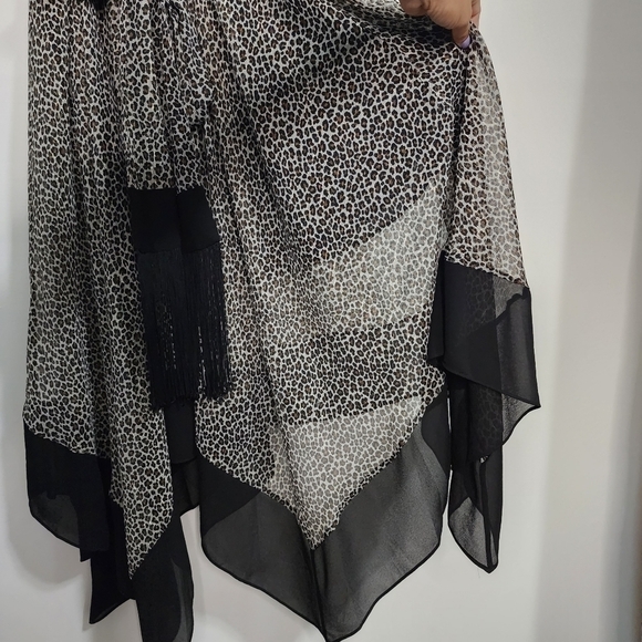 Michael Michael Kors Black Brown Handkerchief Hem Cheetah Print Dress - Picture 14 of 17